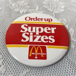 2/15$ Vintage 1980's McDonald's Super Sizes Pinback Button